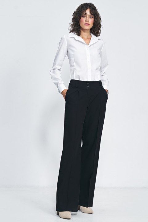 Czarne spodnie typu wide leg SD81 Black - Nife Nife Czarne spodnie typu wide leg SD81 Black - Nife Nife