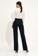 Czarne spodnie wide leg z wysokim stanem SD71 Black - Nife Nife Czarne spodnie wide leg z wysokim stanem SD71 Black - Nife Nife