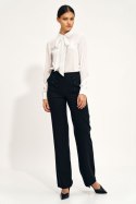 Czarne spodnie wide leg z wysokim stanem SD71 Black - Nife Nife Czarne spodnie wide leg z wysokim stanem SD71 Black - Nife Nife