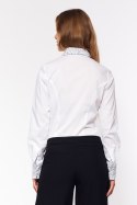 Koszula z wzorzystymi wstawkami K66 White - Nife Nife Koszula z wzorzystymi wstawkami K66 White - Nife Nife