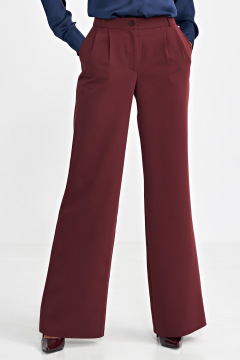 Spodnie z zakładkami wide leg SD102 Bordo - Nife Nife Spodnie z zakładkami wide leg SD102 Bordo - Nife Nife