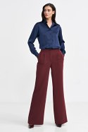 Spodnie z zakładkami wide leg SD102 Bordo - Nife Nife Spodnie z zakładkami wide leg SD102 Bordo - Nife Nife