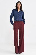 Spodnie z zakładkami wide leg SD102 Bordo - Nife Nife Spodnie z zakładkami wide leg SD102 Bordo - Nife Nife