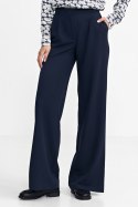 Spodnie z zakładkami, wide leg SD102 Navy - Nife Nife Spodnie z zakładkami, wide leg SD102 Navy - Nife Nife