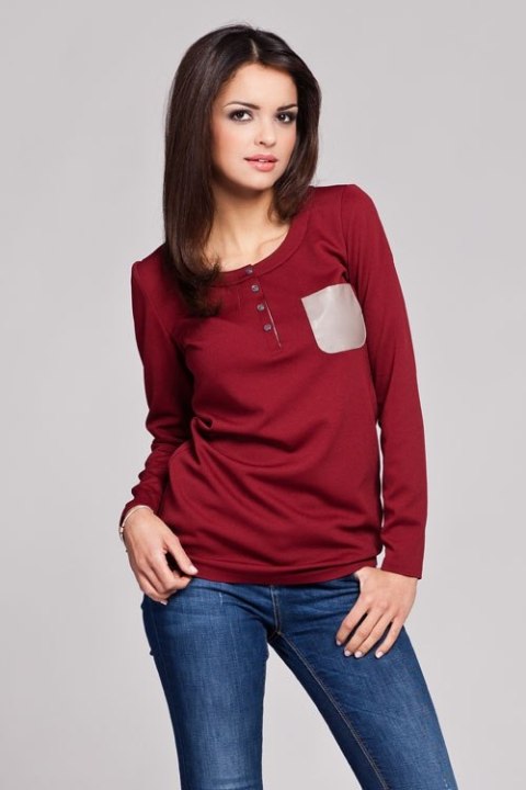 Bluzka Model 156 Bordo - Figl Figl Bluzka Model 156 Bordo - Figl Figl