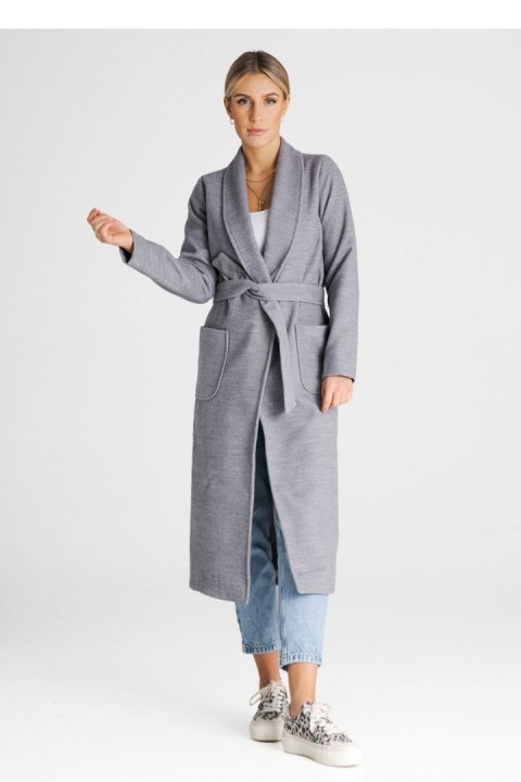 Płaszcz Damski Model M991 Grey - Figl Figl Płaszcz Damski Model M991 Grey - Figl Figl
