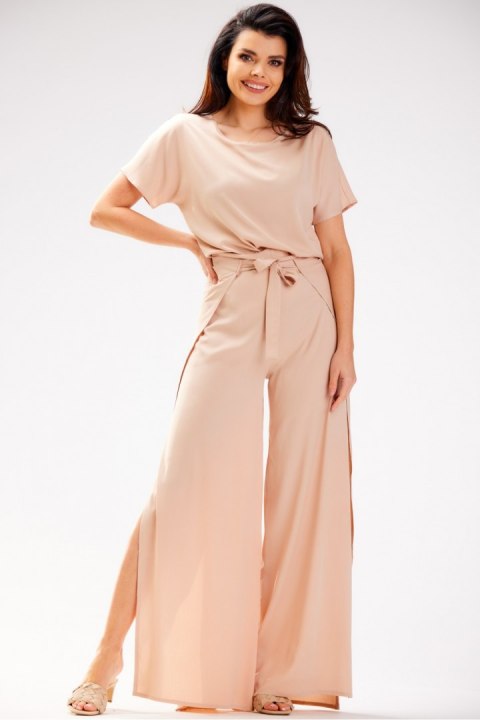 Spodnie Damskie ModelA589 Beige - awama Awama Spodnie Damskie ModelA589 Beige - awama Awama