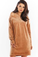 Sukienka Model A370 Beige Welur - awama Awama Sukienka Model A370 Beige Welur - awama Awama