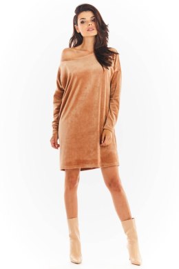 Sukienka Model A370 Beige Welur - awama Awama