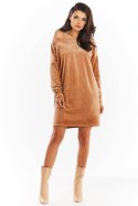Sukienka Model A370 Beige Welur - awama Awama Sukienka Model A370 Beige Welur - awama Awama