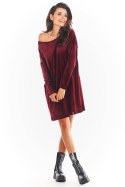 Sukienka Model A370 Bordo Welur - awama Awama Sukienka Model A370 Bordo Welur - awama Awama