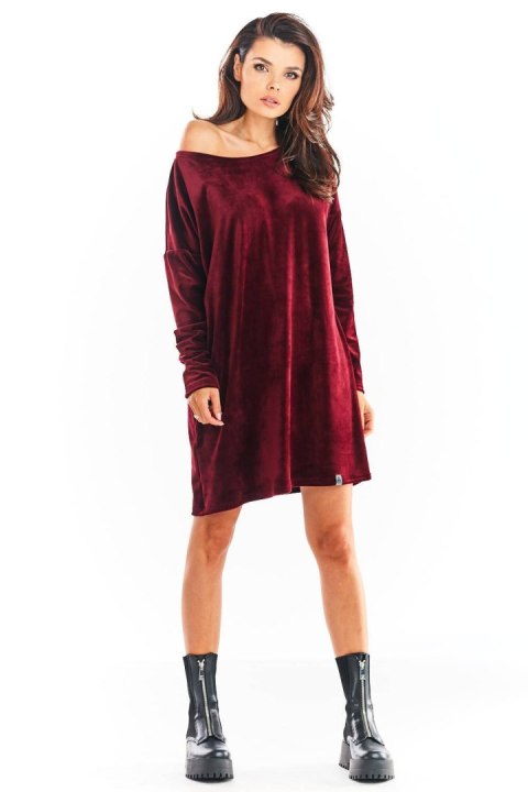 Sukienka Model A370 Bordo Welur - awama Awama Sukienka Model A370 Bordo Welur - awama Awama