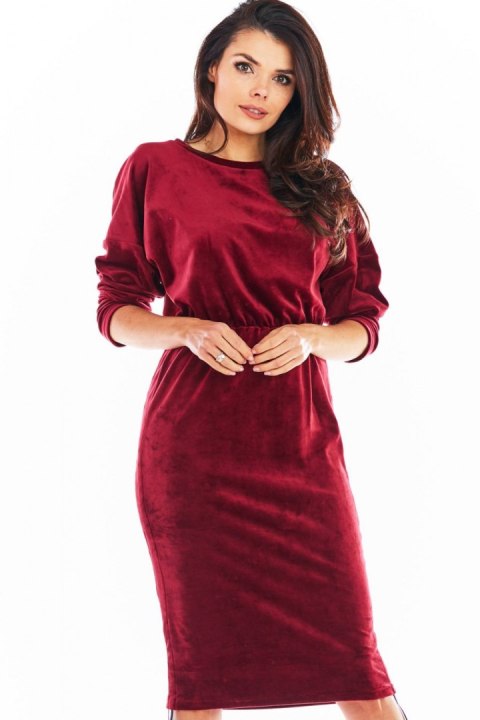Sukienka Model A405 Welur Bordo - awama Awama Sukienka Model A405 Welur Bordo - awama Awama