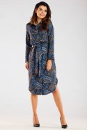 Sukienka Model A465 Navy/Brown Pattern - awama Awama Sukienka Model A465 Navy/Brown Pattern - awama Awama
