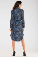 Sukienka Model A465 Navy/Brown Pattern - awama Awama Sukienka Model A465 Navy/Brown Pattern - awama Awama