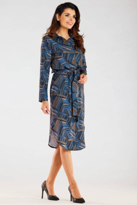 Sukienka Model A465 Navy/Brown Pattern - awama Awama Sukienka Model A465 Navy/Brown Pattern - awama Awama