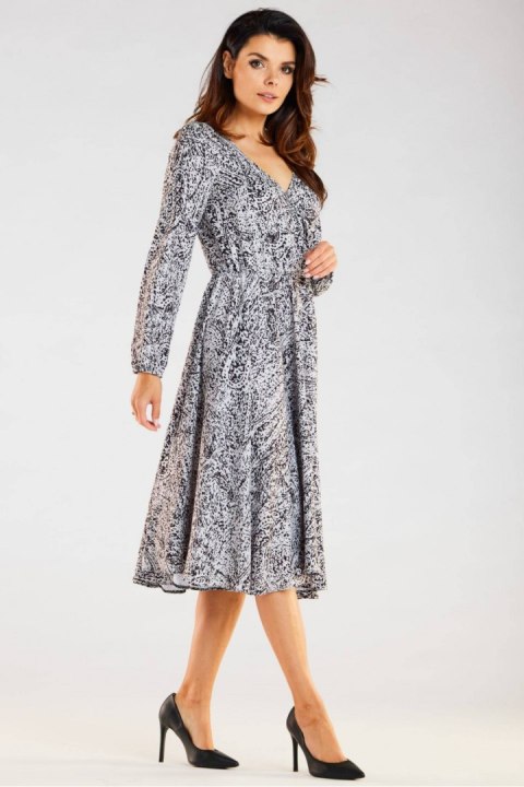 Sukienka Model A466 Black/White Pattern - awama Awama Sukienka Model A466 Black/White Pattern - awama Awama