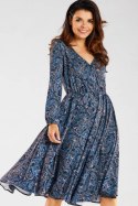 Sukienka Model A466 Navy Pattern - awama Awama Sukienka Model A466 Navy Pattern - awama Awama