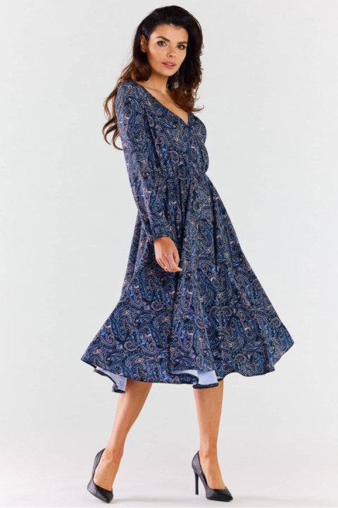 Sukienka Model A466 Navy Pattern - awama Awama Sukienka Model A466 Navy Pattern - awama Awama