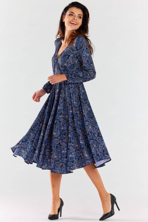 Sukienka Model A466 Navy Pattern - awama Awama Sukienka Model A466 Navy Pattern - awama Awama