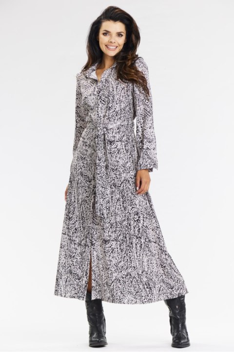 Sukienka Model A665 Black/White Pattern - awama Awama Sukienka Model A665 Black/White Pattern - awama Awama