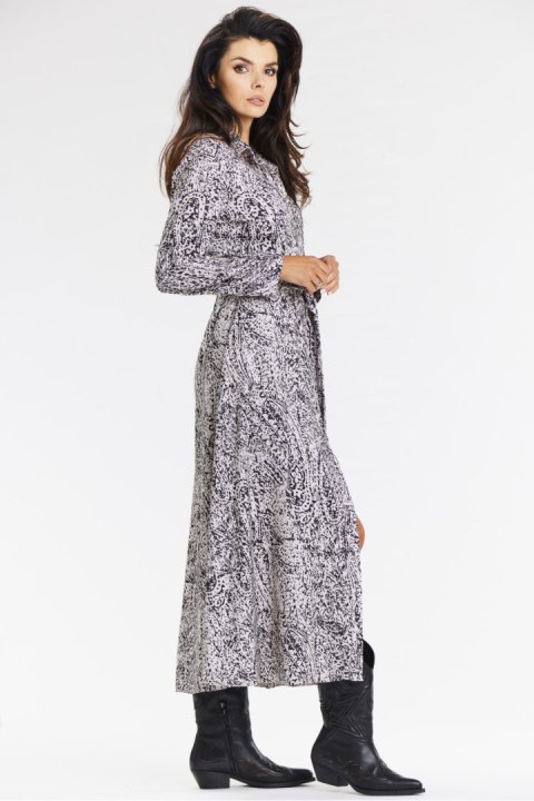 Sukienka Model A665 Black/White Pattern - awama Awama Sukienka Model A665 Black/White Pattern - awama Awama