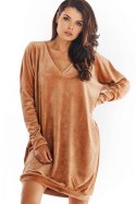 Sukienka Model A378 Beige Welur - awama Awama Sukienka Model A378 Beige Welur - awama Awama