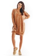Sukienka Model A378 Beige Welur - awama Awama Sukienka Model A378 Beige Welur - awama Awama
