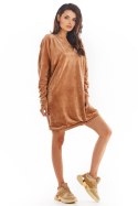 Sukienka Model A378 Beige Welur - awama Awama Sukienka Model A378 Beige Welur - awama Awama
