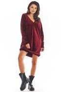 Sukienka Model A378 Bordo Welur - awama Awama Sukienka Model A378 Bordo Welur - awama Awama