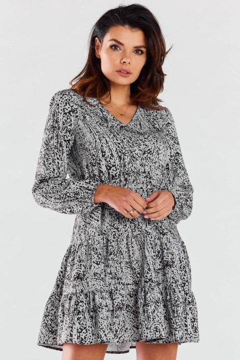Sukienka Model A470 Black/White Pattern - awama Awama Sukienka Model A470 Black/White Pattern - awama Awama