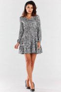 Sukienka Model A470 Black/White Pattern - awama Awama Sukienka Model A470 Black/White Pattern - awama Awama