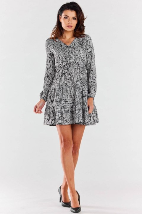 Sukienka Model A470 Black/White Pattern - awama Awama Sukienka Model A470 Black/White Pattern - awama Awama