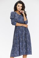 Sukienka Model A666 Navy Pattern - awama Awama Sukienka Model A666 Navy Pattern - awama Awama