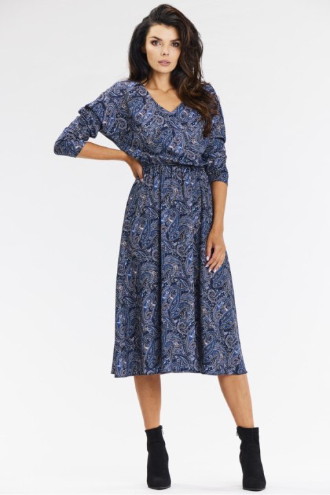 Sukienka Model A666 Navy Pattern - awama Awama Sukienka Model A666 Navy Pattern - awama Awama