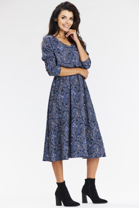 Sukienka Model A666 Navy Pattern - awama Awama Sukienka Model A666 Navy Pattern - awama Awama