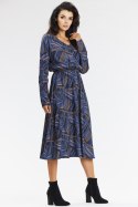 Sukienka Model A666 Navy/Brown Pattern - awama Awama Sukienka Model A666 Navy/Brown Pattern - awama Awama
