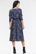 Sukienka Model A666 Navy/Brown Pattern - awama Awama Sukienka Model A666 Navy/Brown Pattern - awama Awama