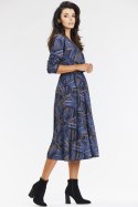 Sukienka Model A666 Navy/Brown Pattern - awama Awama Sukienka Model A666 Navy/Brown Pattern - awama Awama