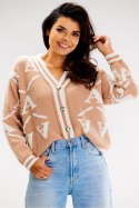 Sweter Damski Model A614 Beige - awama Awama Sweter Damski Model A614 Beige - awama Awama