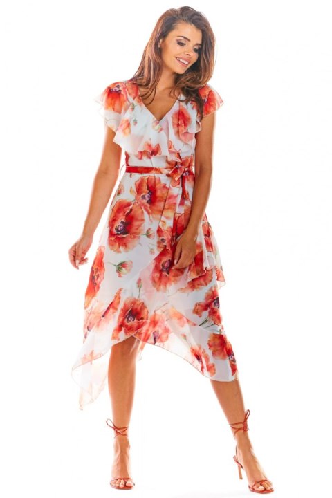 Sukienka Model A308 Red Flowers - awama Awama Sukienka Model A308 Red Flowers - awama Awama