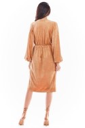 Sukienka Model A406 Welur Beige - awama Awama Sukienka Model A406 Welur Beige - awama Awama