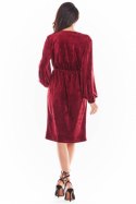 Sukienka Model A406 Welur Bordo - awama Awama Sukienka Model A406 Welur Bordo - awama Awama