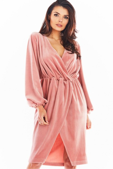 Sukienka Model A406 Welur Pink - awama Awama Sukienka Model A406 Welur Pink - awama Awama