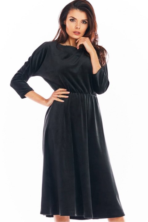 Sukienka Model A407 Welur Black - awama Awama Sukienka Model A407 Welur Black - awama Awama