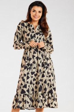 Sukienka Model A468 Beige/Black Hearts - awama Awama