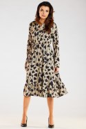 Sukienka Model A468 Beige/Black Hearts - awama Awama Sukienka Model A468 Beige/Black Hearts - awama Awama