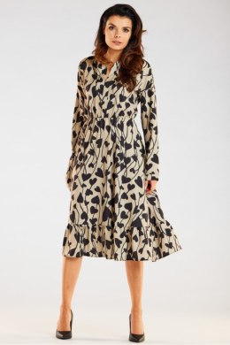Sukienka Model A468 Beige/Black Hearts - awama Awama