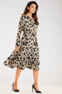 Sukienka Model A468 Beige/Black Hearts - awama Awama Sukienka Model A468 Beige/Black Hearts - awama Awama