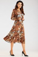 Sukienka Model A468 Brown Pattern - awama Awama Sukienka Model A468 Brown Pattern - awama Awama